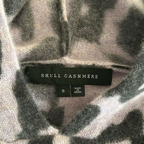 Skull Cashmere Carson Leopard Print Skull Back Hoodie Sweater Purple Black Sz.S - Picture 6 of 11